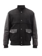 Matchesfashion.com Valentino - Leather And Wool-blend Bomber Jacket - Mens - Black