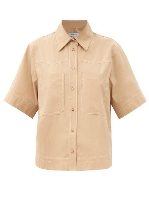 Matchesfashion.com Lee Mathews - May Patch-pocket Cotton-poplin Shirt - Womens - Beige