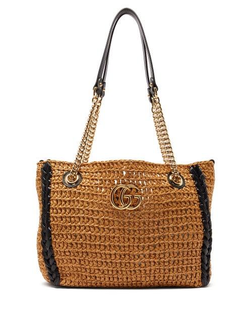 Matchesfashion.com Gucci - Gg Marmont Woven Shoulder Bag - Womens - Beige Multi