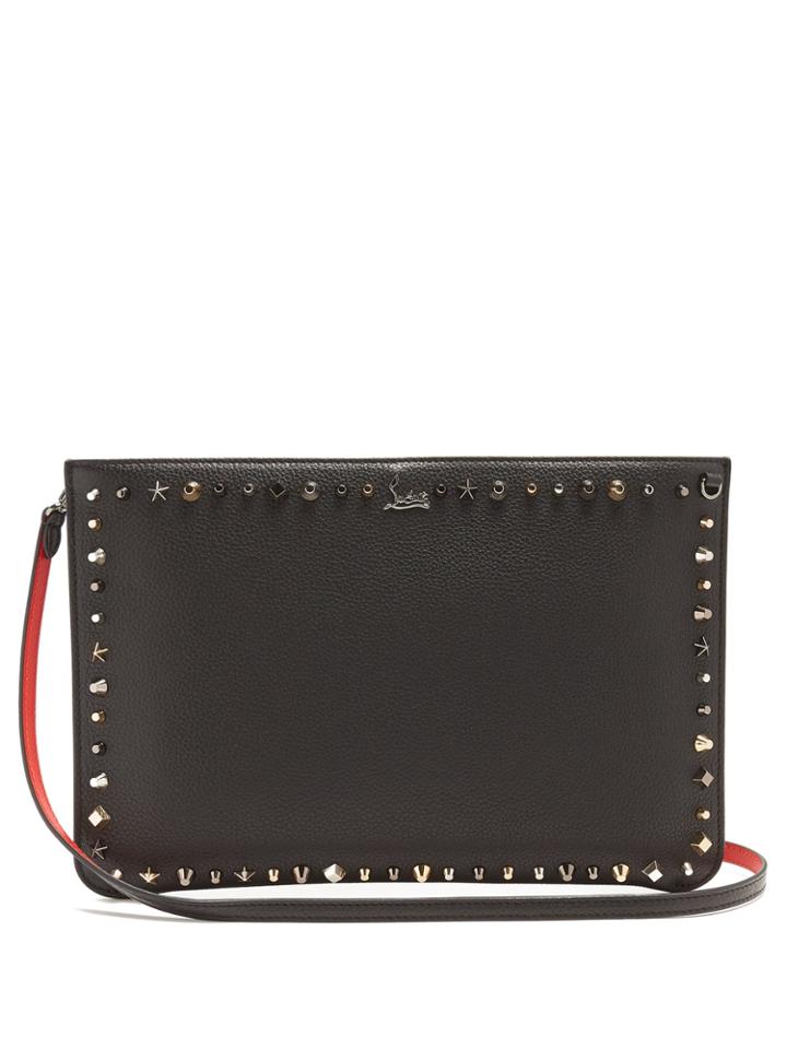 Christian Louboutin Trashmix Spike-embellished Leather Clutch