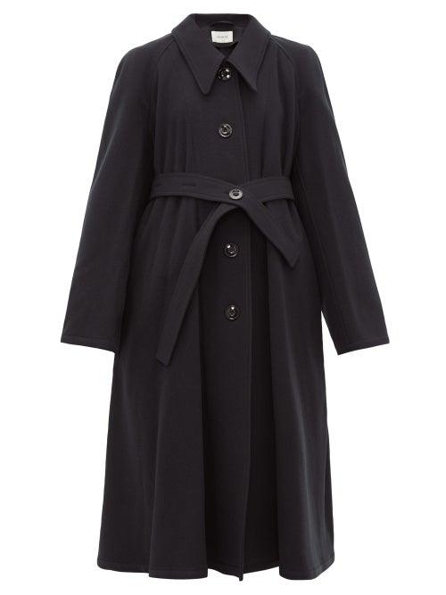 Matchesfashion.com Lemaire - Belted Wool Canvas Coat - Womens - Navy