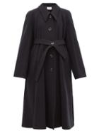 Matchesfashion.com Lemaire - Belted Wool Canvas Coat - Womens - Navy
