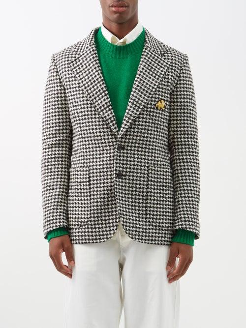 L.e.j - Single-breasted Houndstooth-check Wool Jacket - Mens - Black Multi