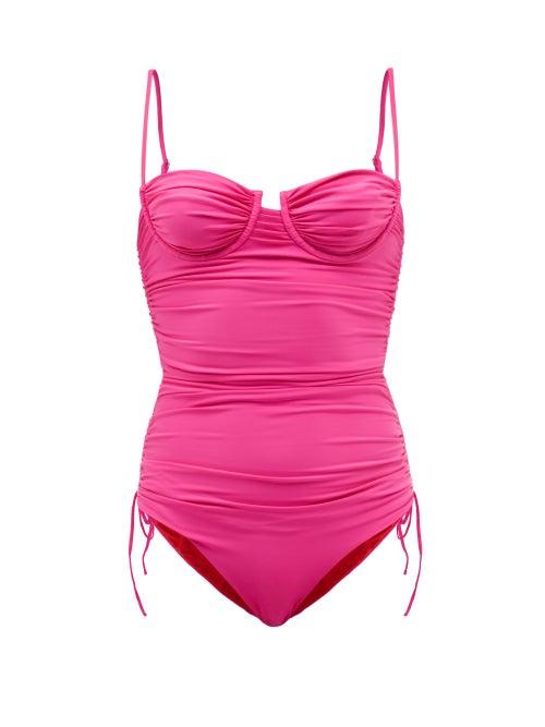 Isa Boulder - Nina Ruched Underwired Swimsuit - Womens - Pink