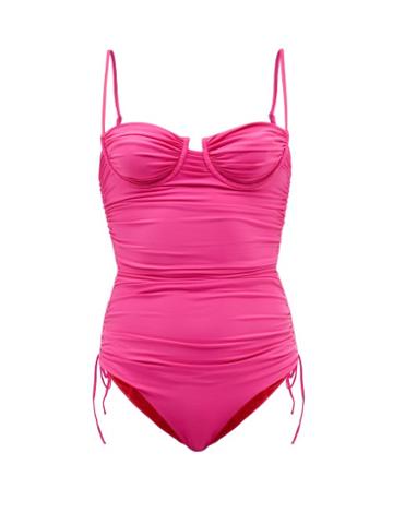 Isa Boulder - Nina Ruched Underwired Swimsuit - Womens - Pink