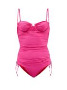 Isa Boulder - Nina Ruched Underwired Swimsuit - Womens - Pink
