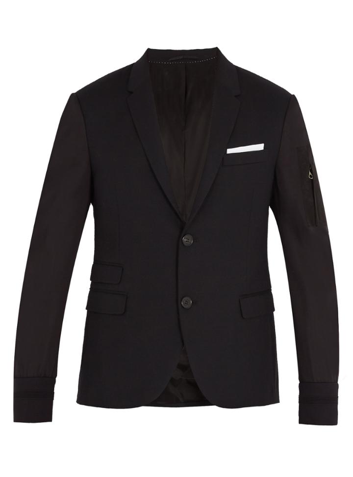Neil Barrett Contrast-sleeved Wool-blend Jacket