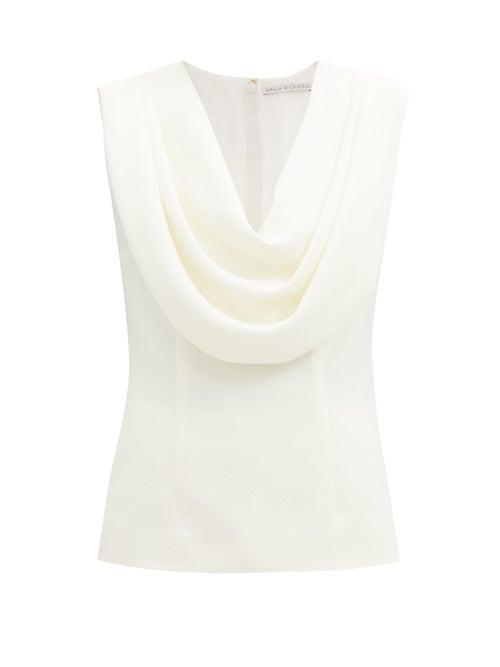 Matchesfashion.com Emilia Wickstead - Fleur Cowl-neck Cloqu Top - Womens - Ivory
