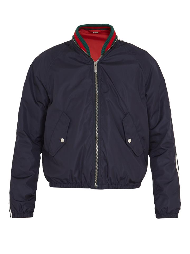 Gucci Web-detail Nylon Bomber Jacket