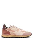 Matchesfashion.com Valentino - Rockrunner Leather And Mesh Trainers - Womens - Nude