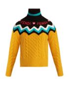 Matchesfashion.com Fendi - Roll Neck Wool Blend Sweater - Womens - Yellow