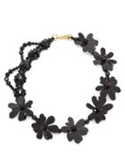 Matchesfashion.com Simone Rocha - Crystal Bead And Floral Necklace - Womens - Black