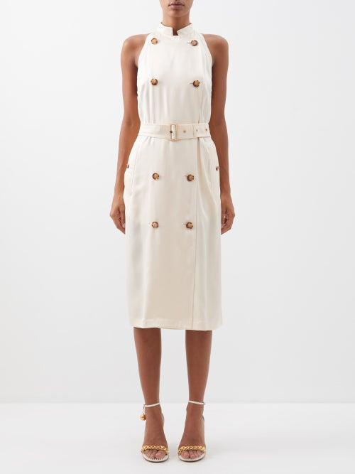 Burberry - Silk-satin Trench Dress - Womens - Cream