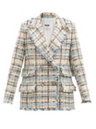Matchesfashion.com Msgm - Double-breasted Check Cotton-blend Tweed Jacket - Womens - Blue Multi