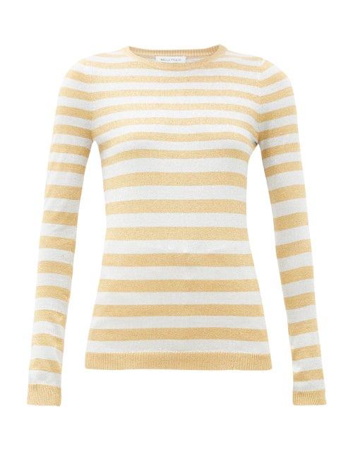 Matchesfashion.com Bella Freud - Striped Metallic Sweater - Womens - Silver Gold