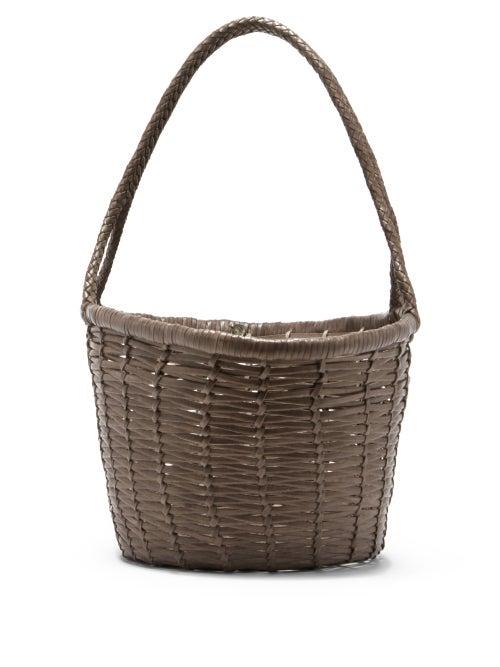 Ladies Bags Dragon Diffusion - Jane Birkin Large Woven-leather Basket Bag - Womens - Grey