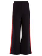 Matchesfashion.com Stella Mccartney - Wide Leg Striped Sided Cotton Track Pants - Womens - Navy