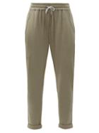 Matchesfashion.com Brunello Cucinelli - Ball-chain Trim Cotton-blend Track Pants - Womens - Khaki