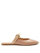 Chloé Lauren Scallop-edged Leather Backless Loafers