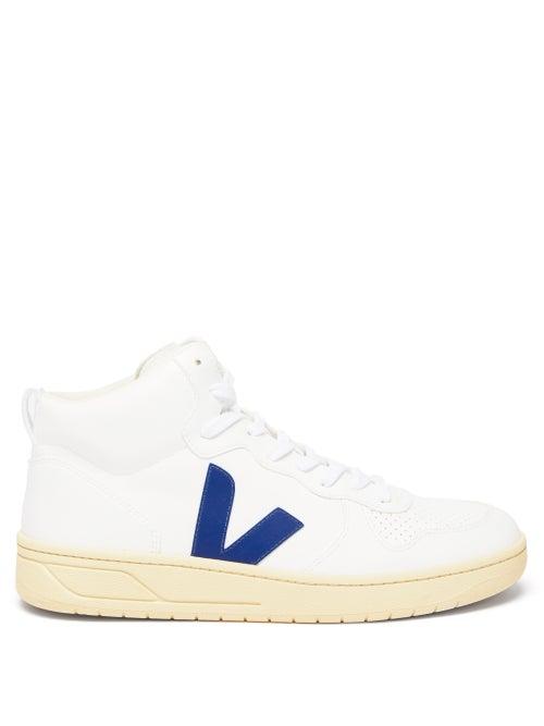 Veja - V-15 High-top Cwl Faux-leather Trainers - Mens - Blue White
