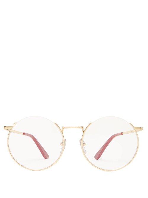 Matchesfashion.com Marni - Oversized Round Frame Glasses - Womens - Gold