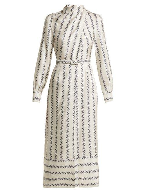 Matchesfashion.com Gabriela Hearst - Josefina Boot Print Silk Dress - Womens - Blue Print