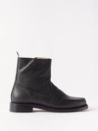 Thom Browne - Leather Tricolour-trim Penny Loafer Ankle Boots - Mens - Black