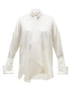 Matchesfashion.com Alexandre Vauthier - Musketeer Cuff Satin Blouse - Womens - Ivory