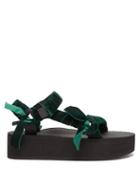 Matchesfashion.com Arizona Love - Trekky Velvet-strap Platform Sandals - Womens - Dark Green