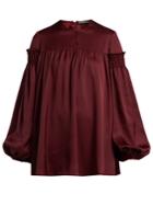 Alexander Mcqueen Smocked Silk-satin Blouse
