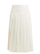Matchesfashion.com Alessandra Rich - Pleated Wool Twill Midi Skirt - Womens - Ivory