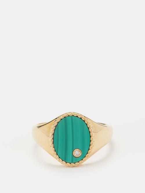 Yvonne Leon - Diamond, Malachite & 9kt Gold Ring - Mens - Gold