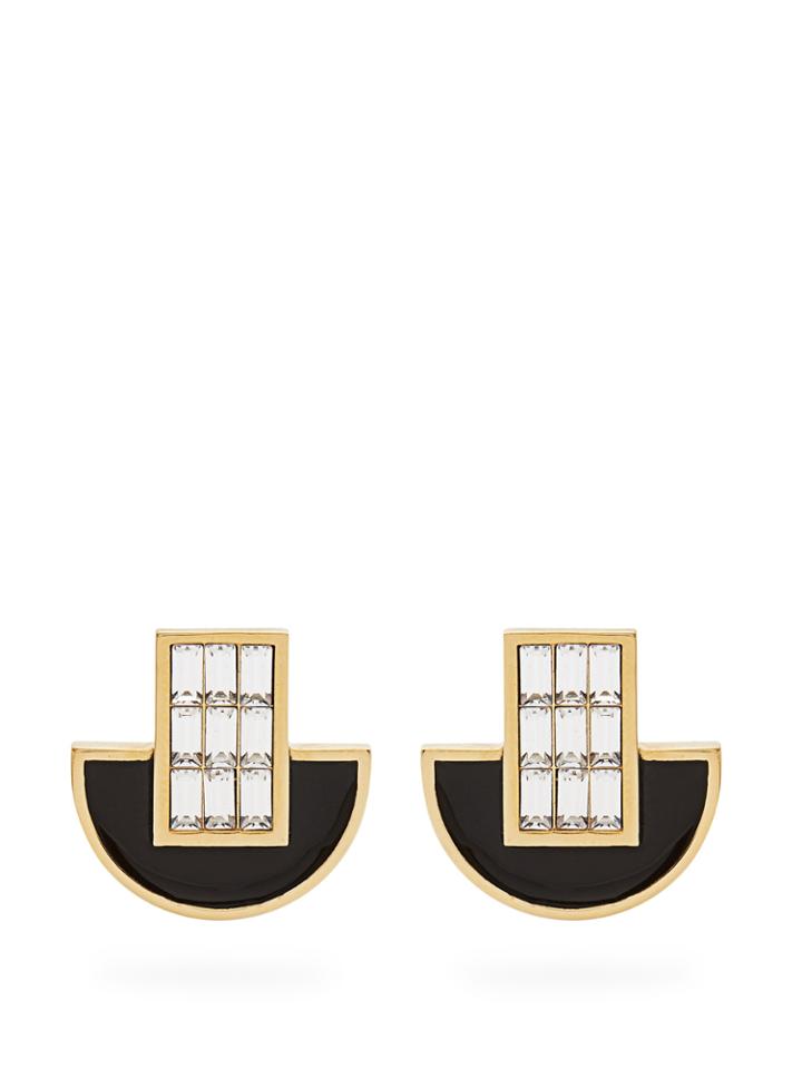 Cercle Amédée Night Owl Crystal And Enamel-embellished Earrings