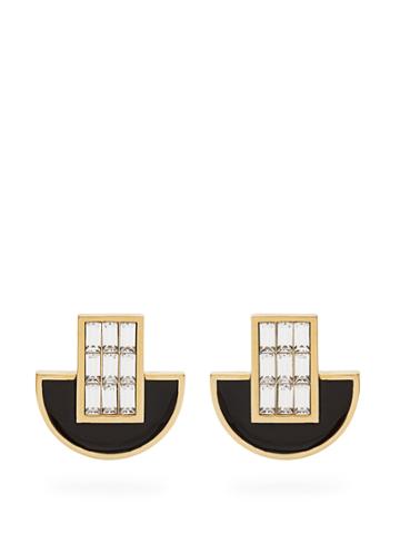 Cercle Amédée Night Owl Crystal And Enamel-embellished Earrings
