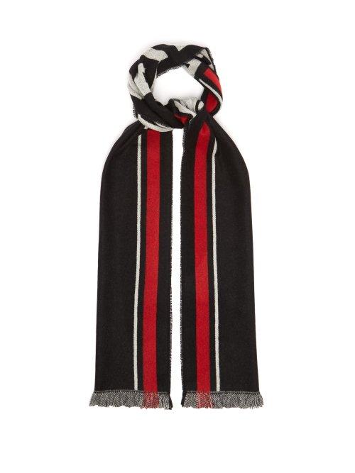 Matchesfashion.com Givenchy - 4g Logo Jacquard Cashmere Blend Scarf - Mens - Black Red