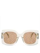 Matchesfashion.com Fendi - Ff-logo Square Acetate Sunglasses - Womens - Green
