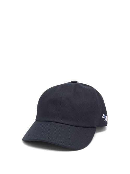 Maison Kitsun - Tricolour Fox-patch Cotton-twill Cap - Mens - Navy
