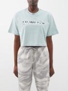 Moncler - Logo-print Cropped Cotton T-shirt - Womens - Light Green