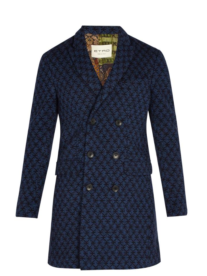 Etro Double-breasted Geometric-jacquard Coat