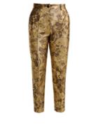 Matchesfashion.com Dolce & Gabbana - High Rise Floral Jacquard Cropped Trousers - Womens - Gold