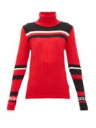 Matchesfashion.com Goldbergh - Katha Striped Roll Neck Sweater - Womens - Red