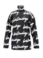 Matchesfashion.com Balenciaga - High-neck Scribble Logo-intarsia Sweater - Mens - Black