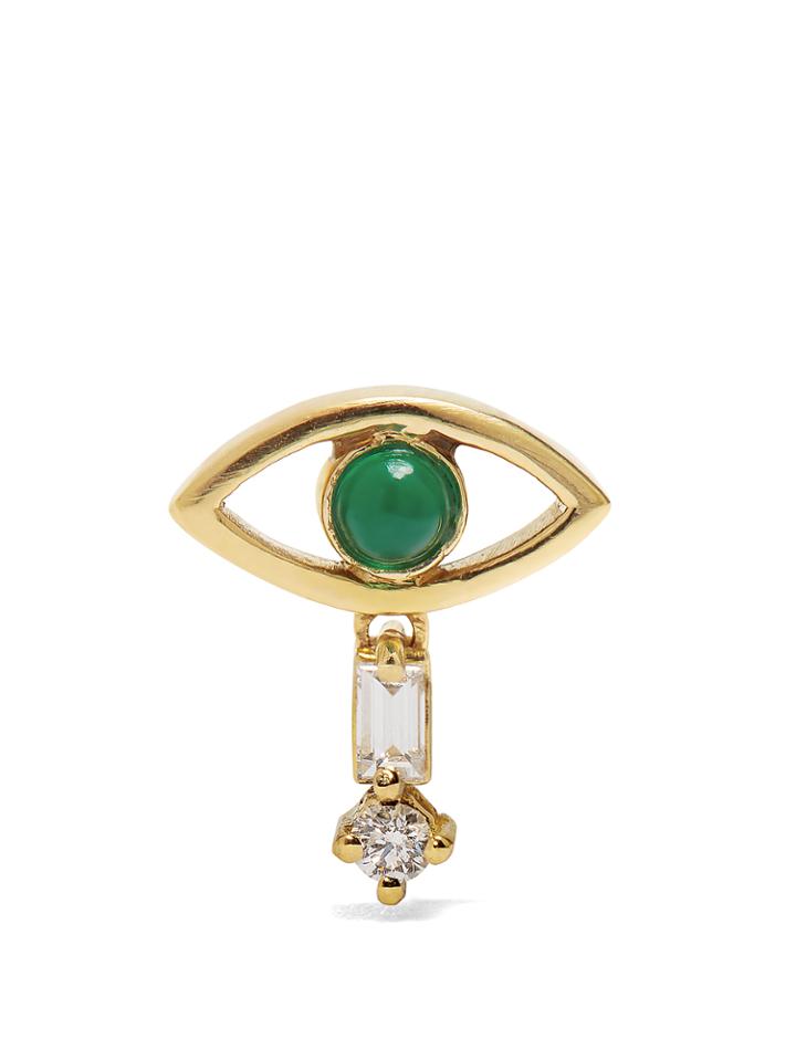 Ileana Makri Diamond, Emerald & Yellow-gold Earring