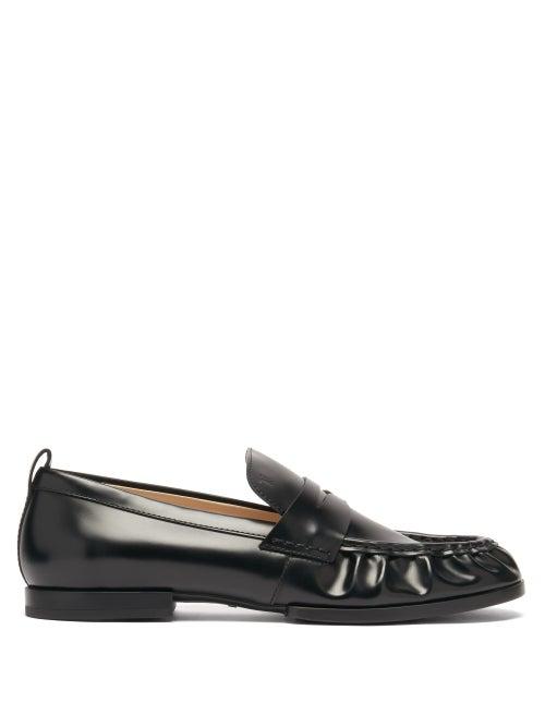 Matchesfashion.com Tod's - Gathered Leather Penny Loafers - Womens - Black