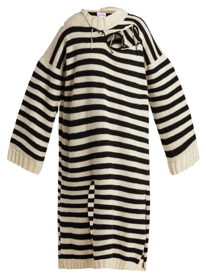 Charles Jeffrey Loverboy Slashed Striped Wool Dress