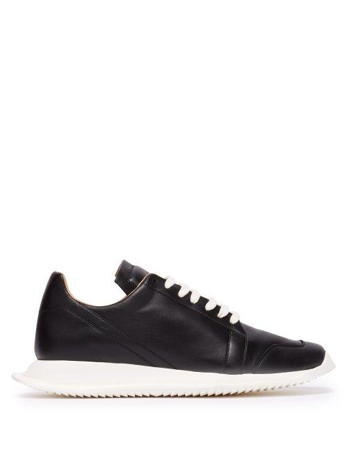 Matchesfashion.com Rick Owens - Oblique Leather Trainers - Mens - Black White