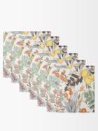 La Doublej - Set Of Six Botanical-print Linen Napkins - Womens - Multi