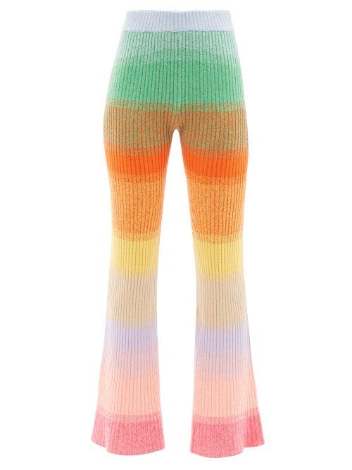 The Elder Statesman - Morph Striped Ribbed-cashmere Trousers - Womens - Multi