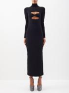 Valentino - Cutout Bow-trim Jersey Dress - Womens - Black