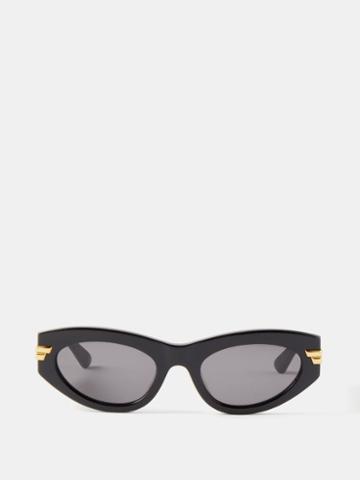 Bottega Veneta Eyewear - Ribbon-logo Cat-eye Acetate Sunglasses - Womens - Black